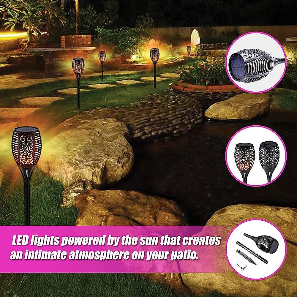 10 Pack Solar Torch Lights 96 LED Flickering Lighting Dancing Flame Garden Lamp