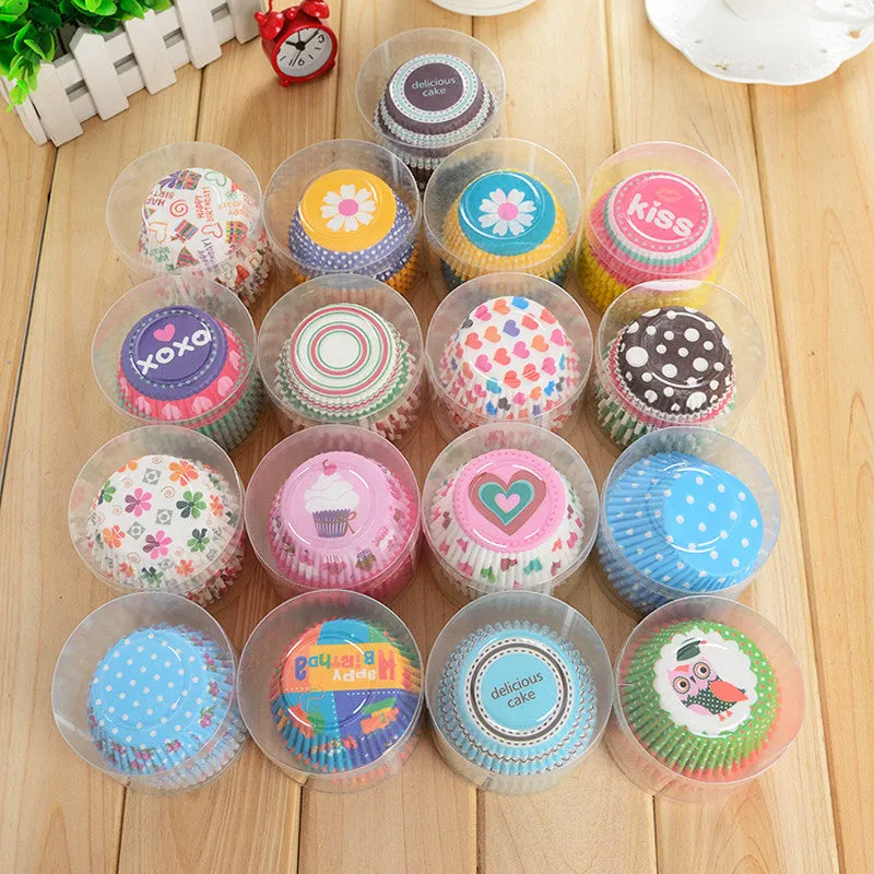 100pcs/Lot Rainbow Color Paper Cupcake Mold Muffin Cupcake Paper Cups Tray Baking Decorating Tools Pastry Molds Bakeware