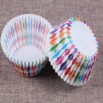 100pcs/Lot Rainbow Color Paper Cupcake Mold Muffin Cupcake Paper Cups Tray Baking Decorating Tools Pastry Molds Bakeware