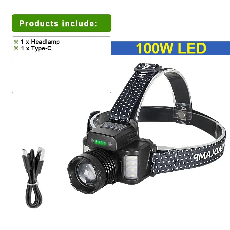 10H Powerful Sensor LED Headlamp High Power Rechargeable Built 5600mah Battery Headlight Flashlight Camping Fishing Head Lantern