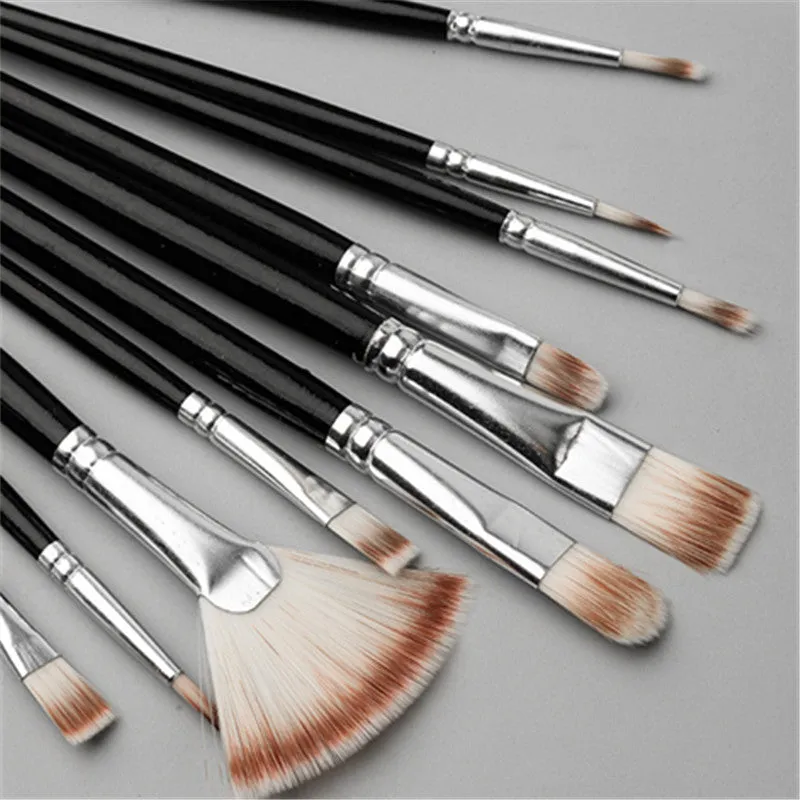 10pc Set of Versatile Nylon Brushes  Perfect for Art Gifts