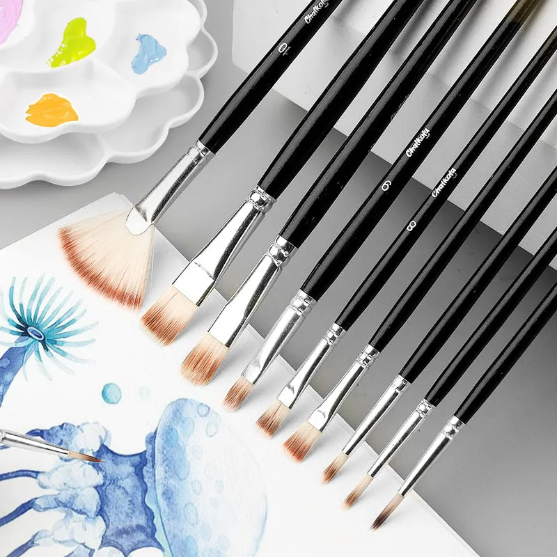 10pc Set of Versatile Nylon Brushes  Perfect for Art Gifts