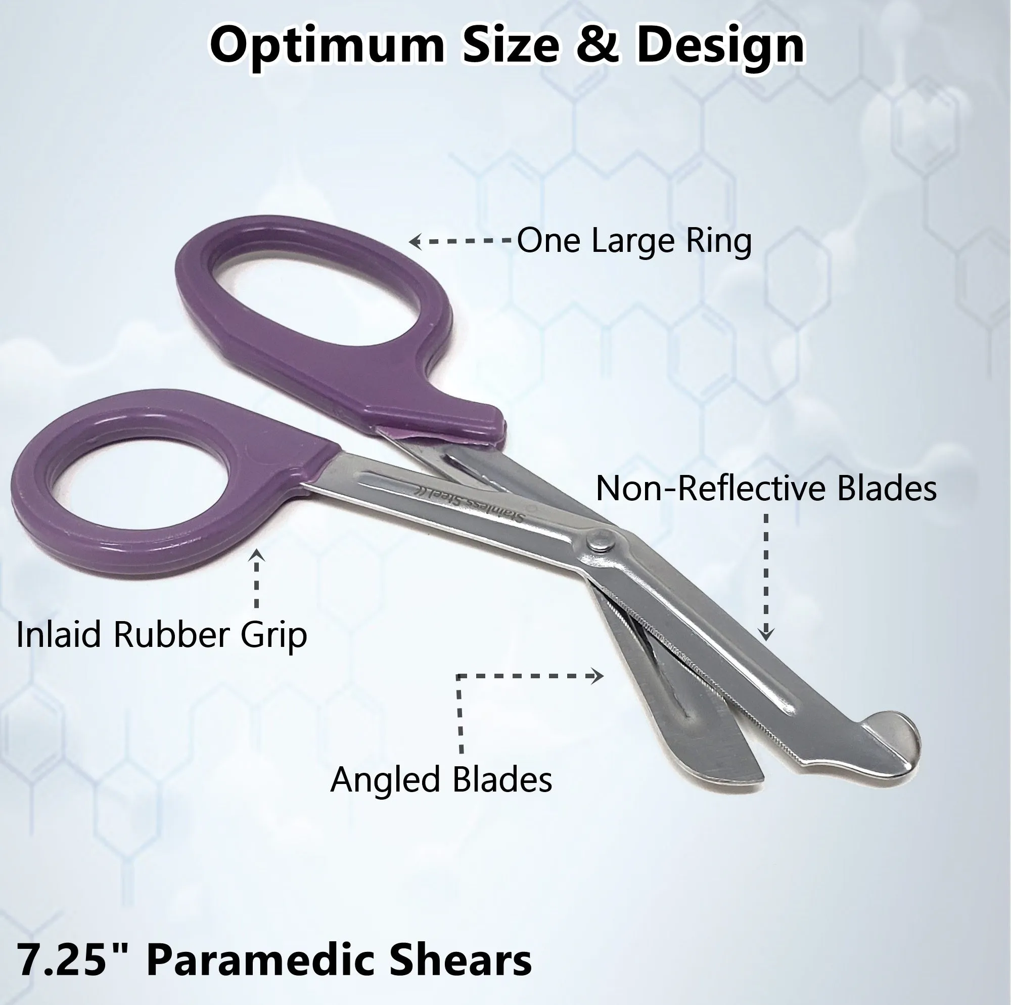 12/Pack Purple Handle Trauma Shears 7.25" Stainless Steel Scissors for Paramedics, EMT, Nurses, Firefighters   More