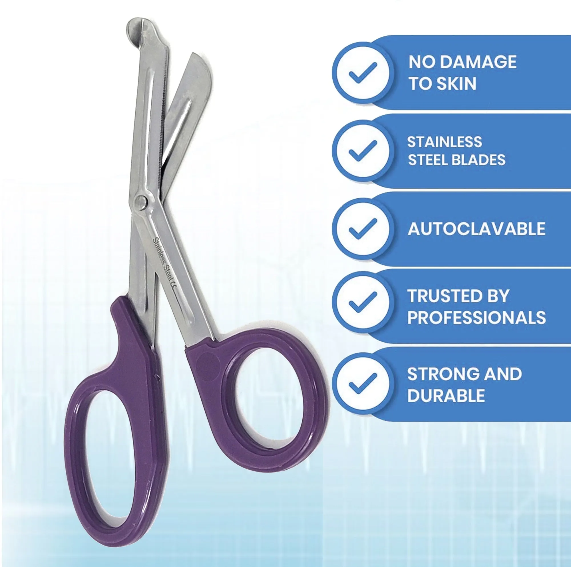 12/Pack Purple Handle Trauma Shears 7.25" Stainless Steel Scissors for Paramedics, EMT, Nurses, Firefighters   More