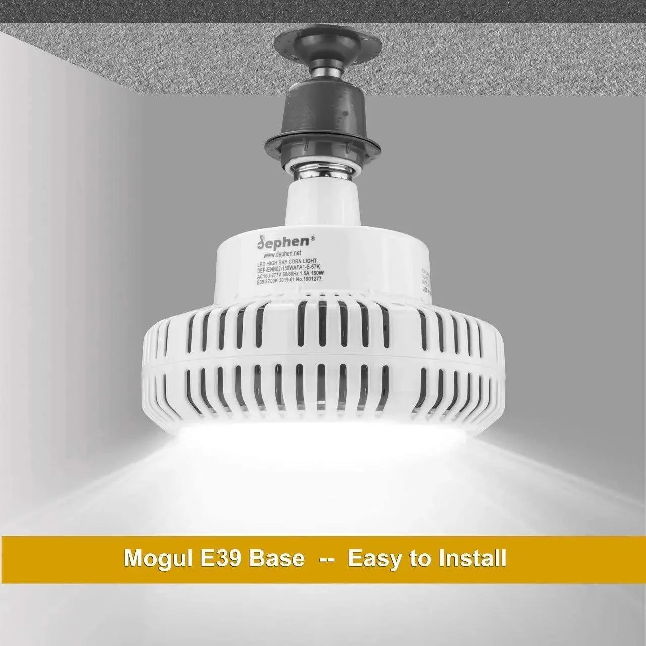 150W High Bay LED Light Bulb,  20250Lm 5700K, E39 Mogul Base, UL Listed