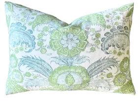 16x24 Light Green & Blue Schumacher Calicut Pillow Cover