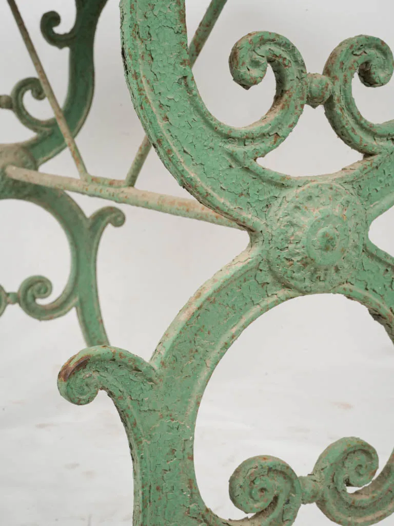 19th-Century French Garden Table w/ Granite Top & Scrolled Iron Base w/ green patina