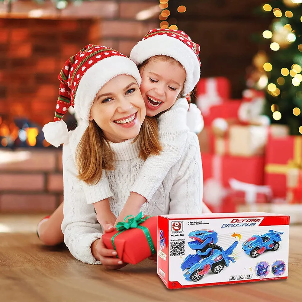 2 IN 1 Automatic Transforming Dinosaur Toy Car with LED Light and Music- Battery Operated