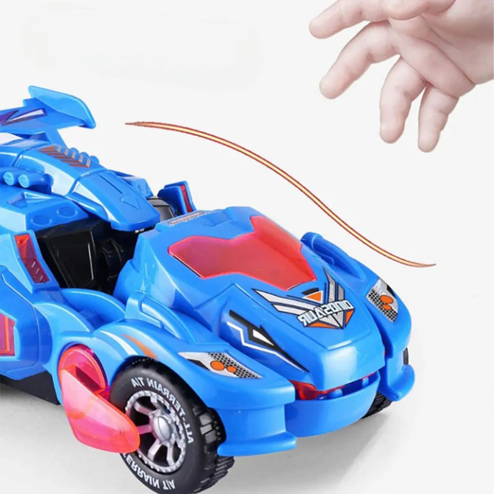 2 IN 1 Automatic Transforming Dinosaur Toy Car with LED Light and Music- Battery Operated