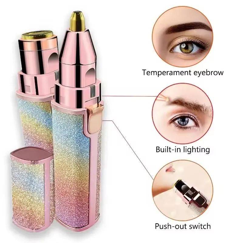 2 in 1 Eyebrow Trimmer & Hair Shaver Flawless Facial & Body Painless Hair Remover