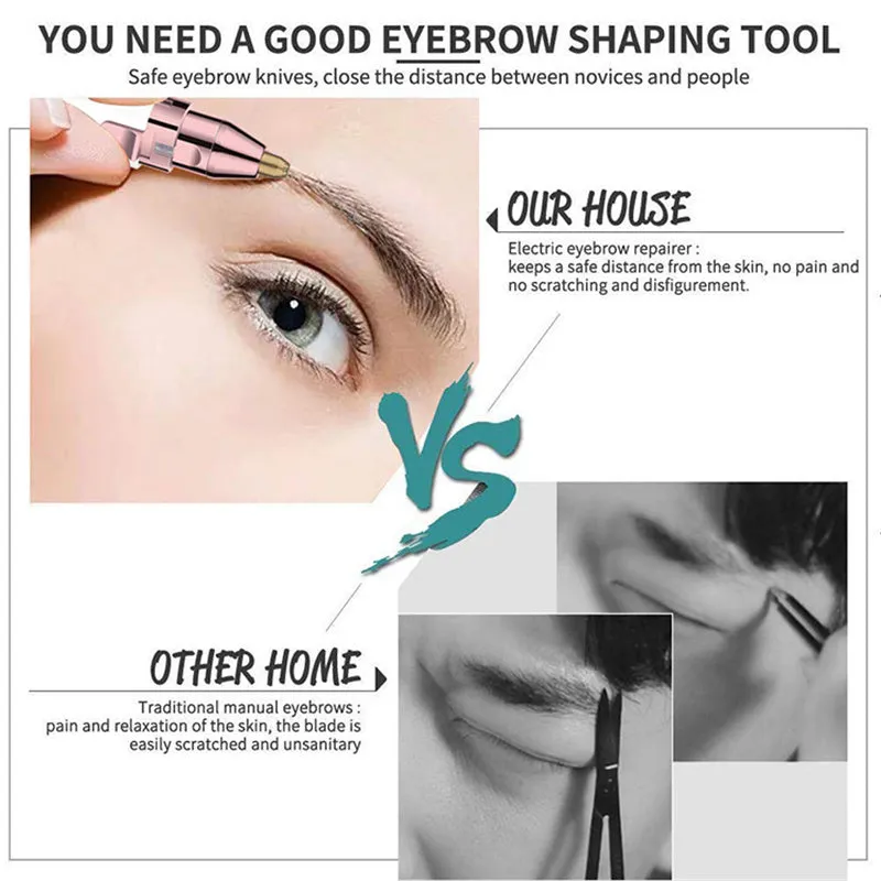 2 in 1 Eyebrow Trimmer Face Shavers Remover USB Rechargeable