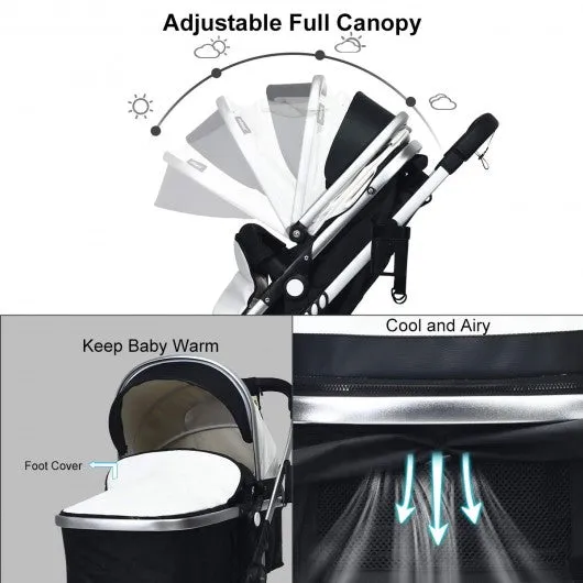 2 in 1 High Landscape Convertible Reversible Bassinet Pram-White