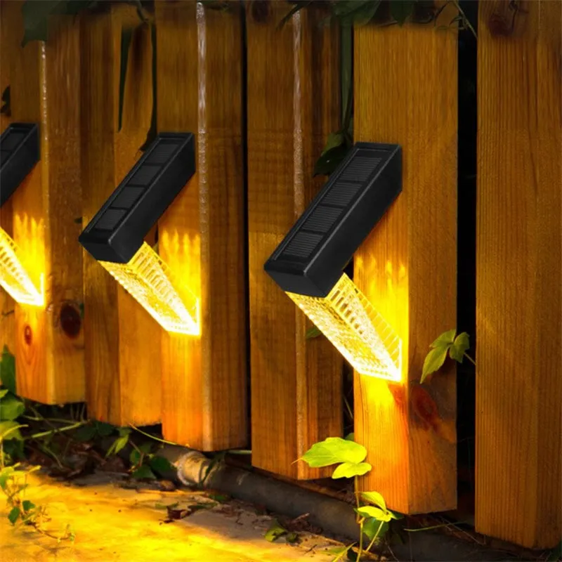 2 Pack Solar Waterproof Warm White RGB Color Changing Fence Lights