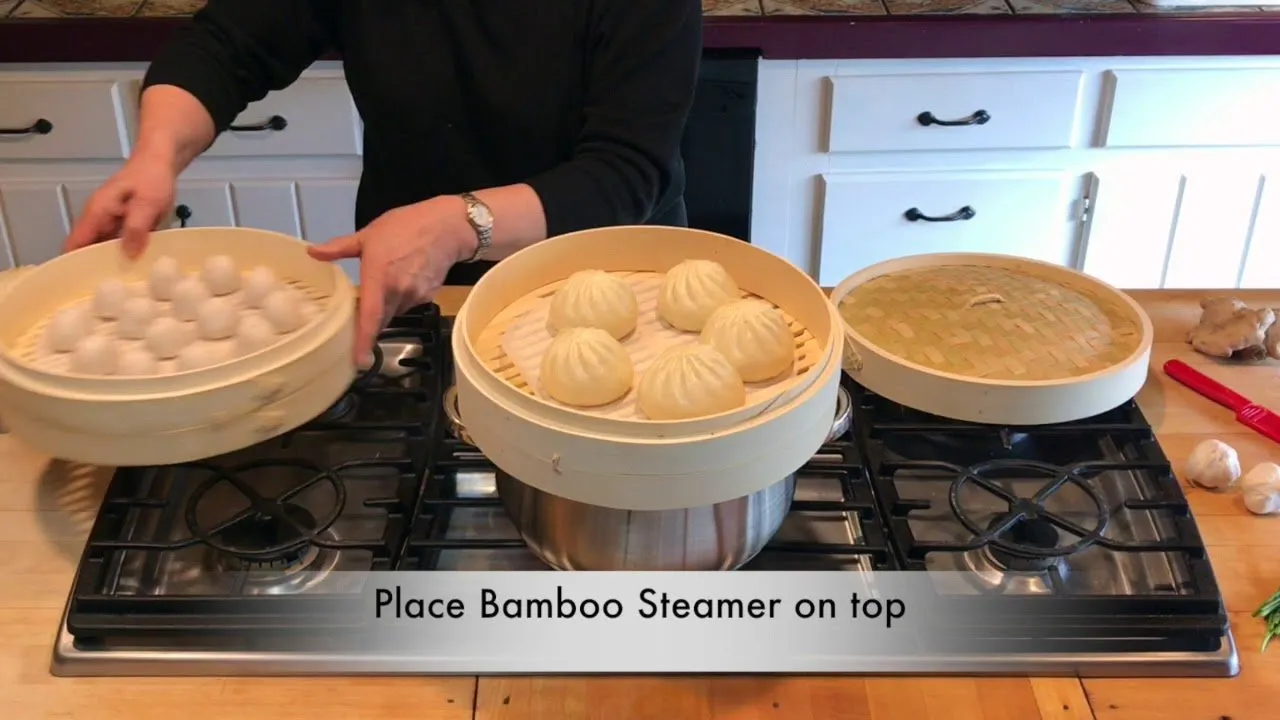 2 Pcs Bamboo Steamer Basket