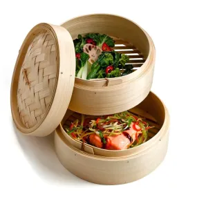 2 Pcs Bamboo Steamer Basket