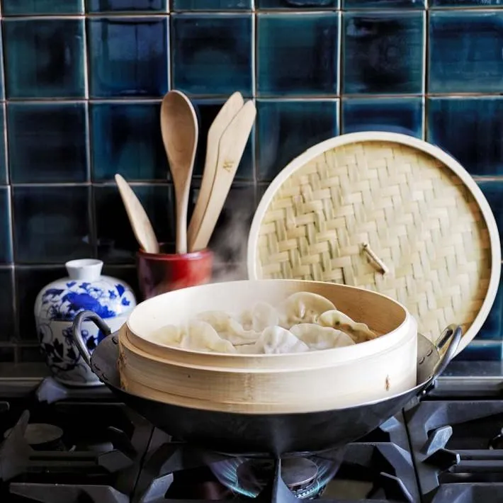 2 Pcs Bamboo Steamer Basket