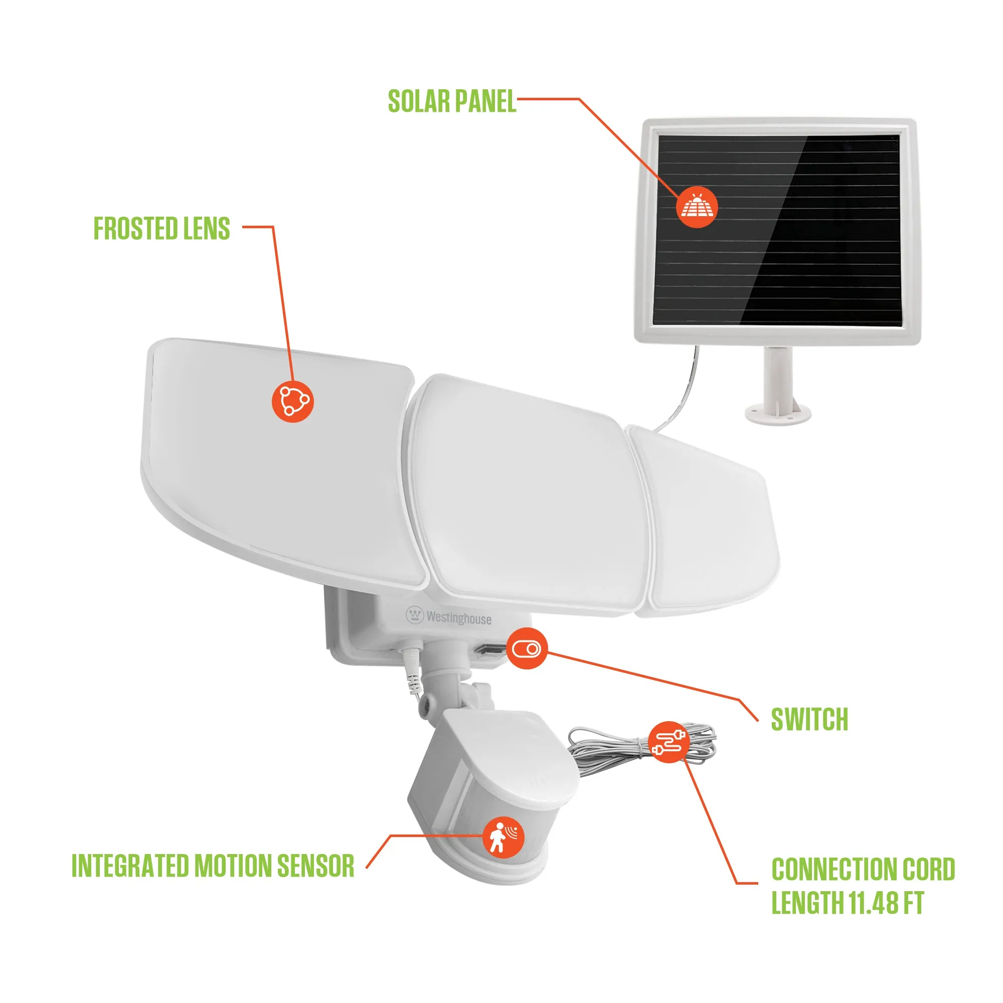 2000 Lumen Triple Head Solar Security Light