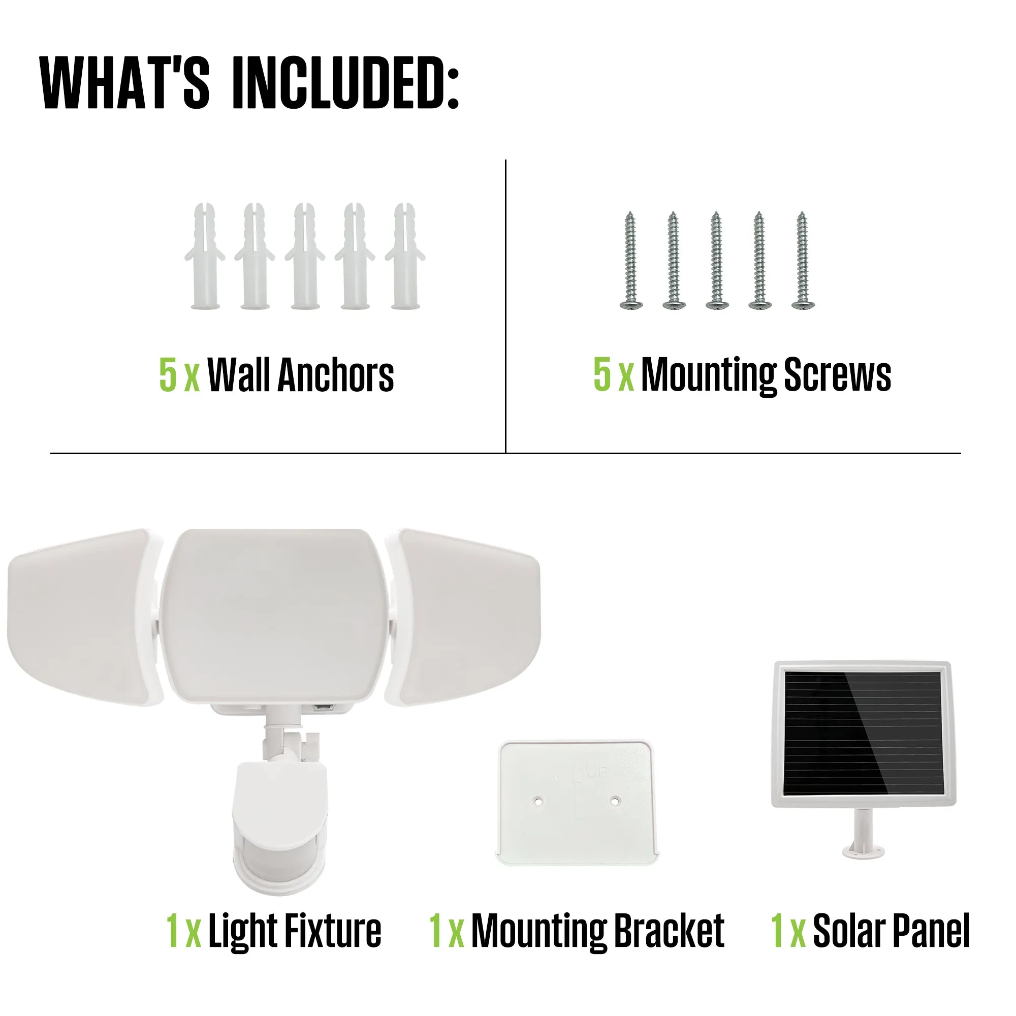 2000 Lumen Triple Head Solar Security Light