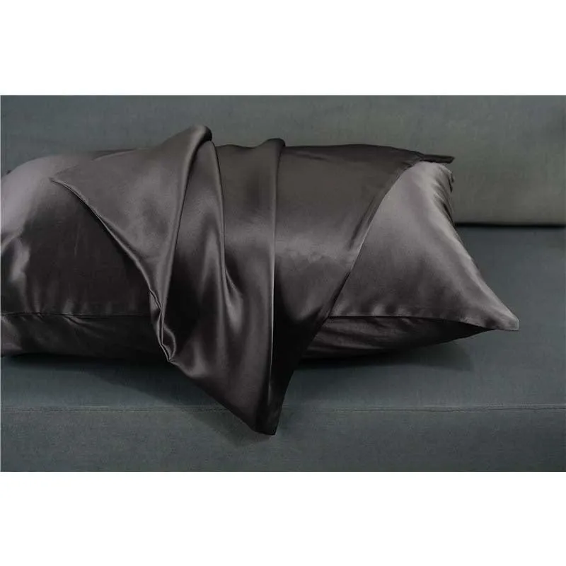 25 momme silk pillowcase - queen - envelope - Dark Grey