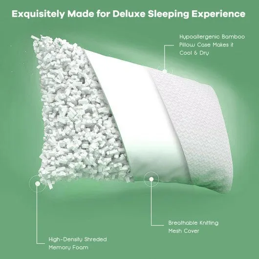 28" x18" Shredded Memory Foam Bed Pillows with Bamboo Cooling Cover