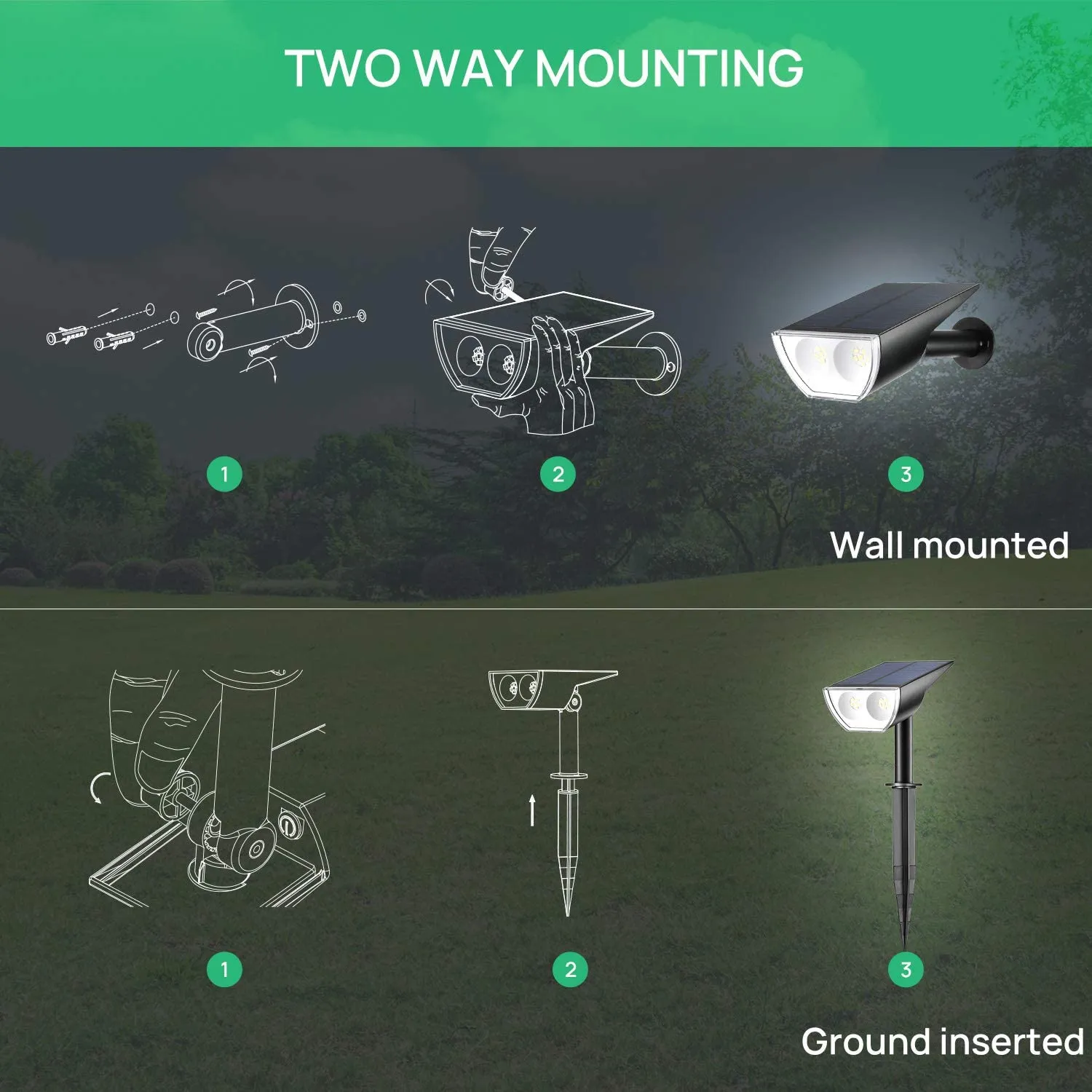 2x16LED Solar Landscape Spotlight #1329