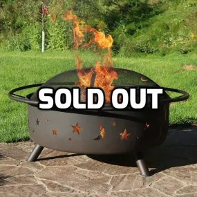 30 Inch Large Cosmic Outdoor Patio Fire Pit with Cooking Grill and Spark Screen