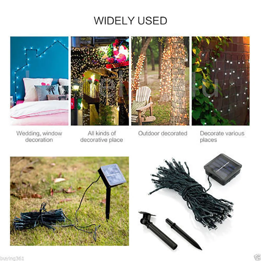 300LED Solar Fairy String Lights, 8 Modes, Waterproof, 32M