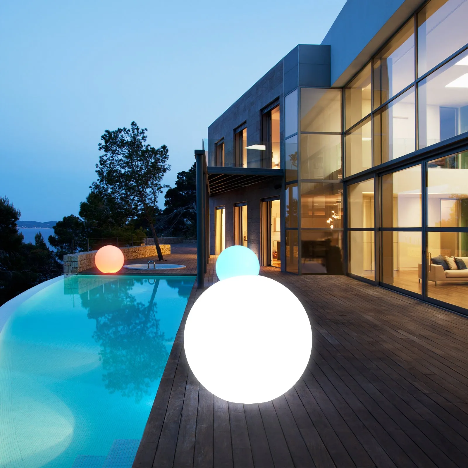 35cm Outdoor Fullmoon LED RGB Ball Light Solar & AC Adaptor Charging IP65