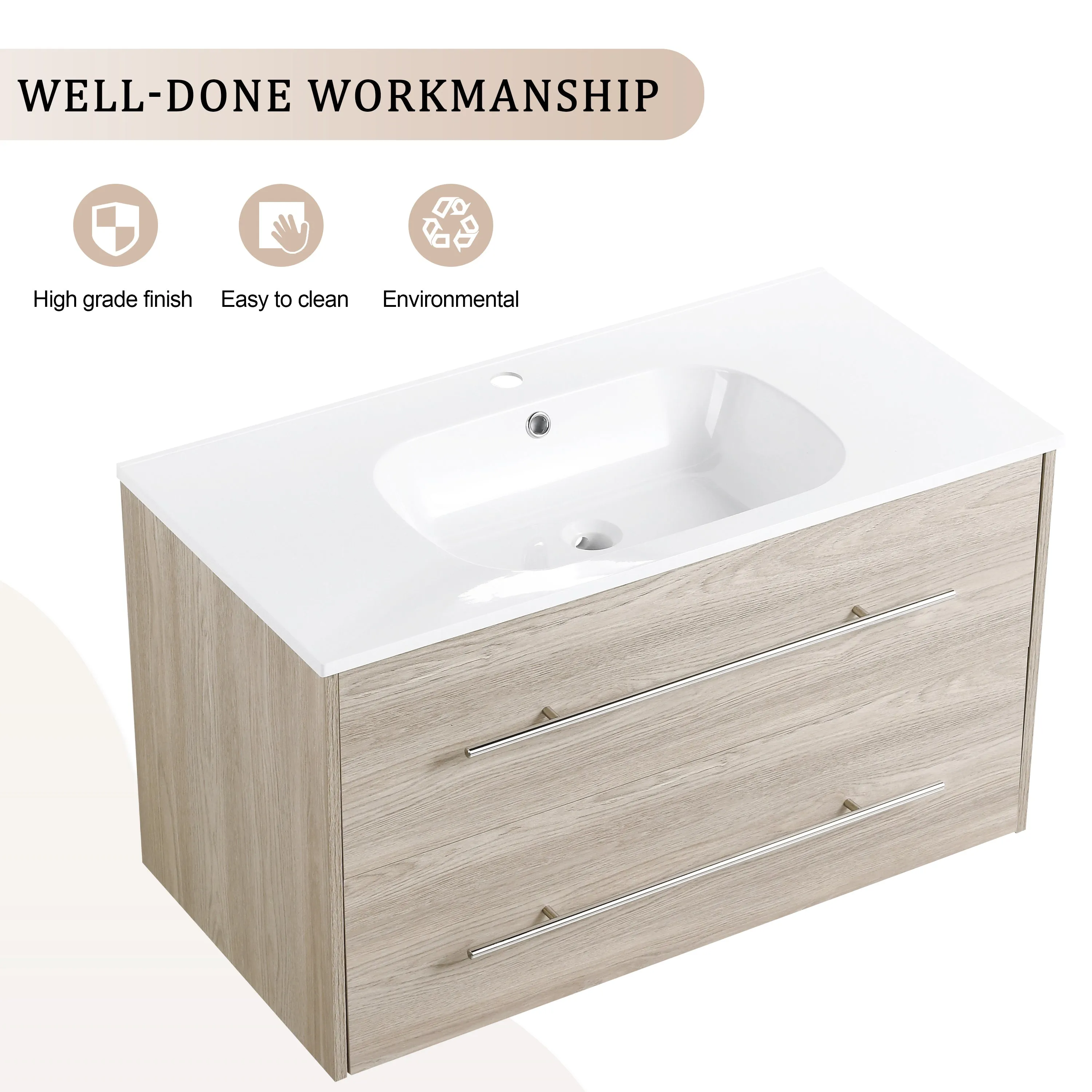 36 Inch Wall Mounted Bathroom Vanity(KD-Packing)-BVC04936WEO