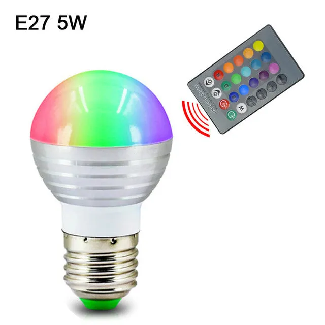 3W 5W 7W 10W RGB LED Bulb E27 E14 GU10 AC 110V 220V LED lamp with IR Remote Control Dimmer Holiday Decor Colorful Night lighting