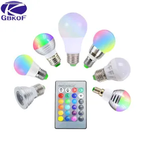 3W 5W 7W 10W RGB LED Bulb E27 E14 GU10 AC 110V 220V LED lamp with IR Remote Control Dimmer Holiday Decor Colorful Night lighting