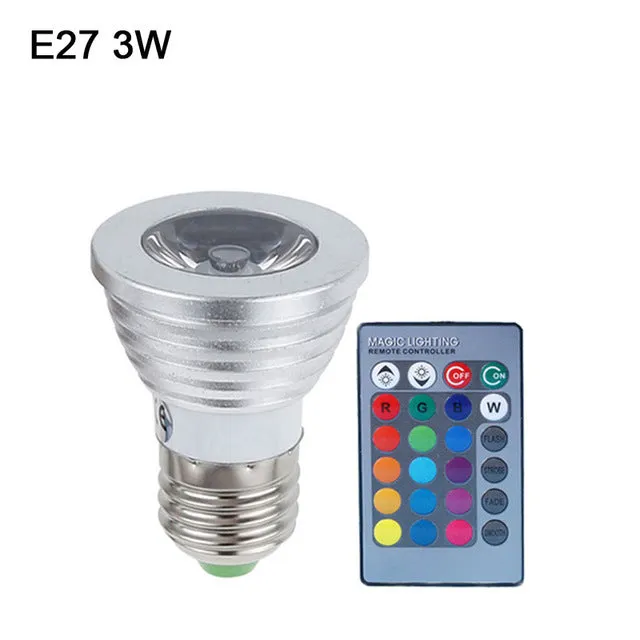 3W 5W 7W 10W RGB LED Bulb E27 E14 GU10 AC 110V 220V LED lamp with IR Remote Control Dimmer Holiday Decor Colorful Night lighting