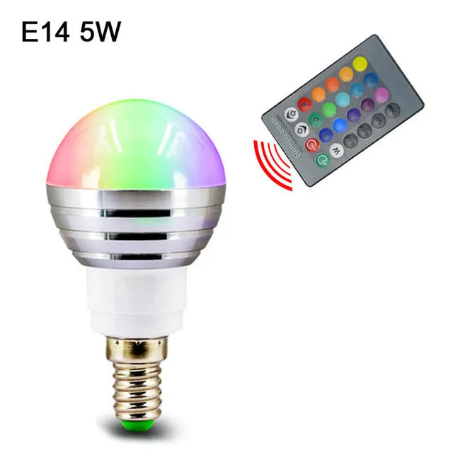 3W 5W 7W 10W RGB LED Bulb E27 E14 GU10 AC 110V 220V LED lamp with IR Remote Control Dimmer Holiday Decor Colorful Night lighting