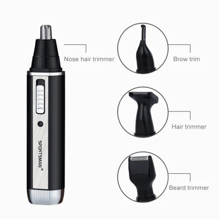 4-in-1 Electric Trimmer for Men: Rechargeable Nose, Ear, Beard, and Eyebrow Shaver with EU Plug (Black, 220V)