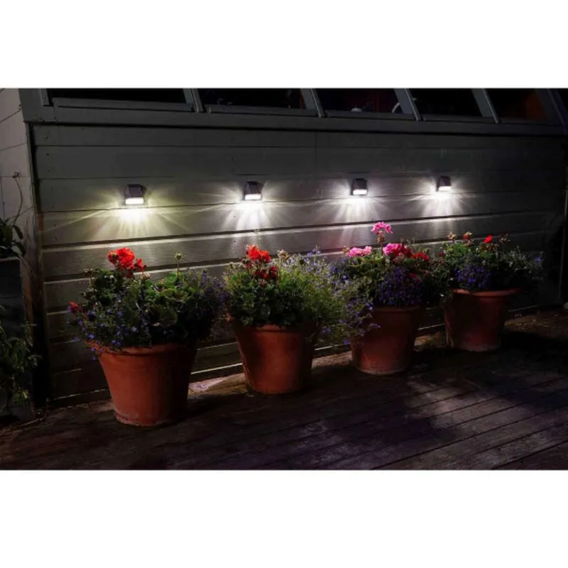 4 Pack Solar Garden Wall Light White LED - 7.5cm SuperBright by Smart Solar