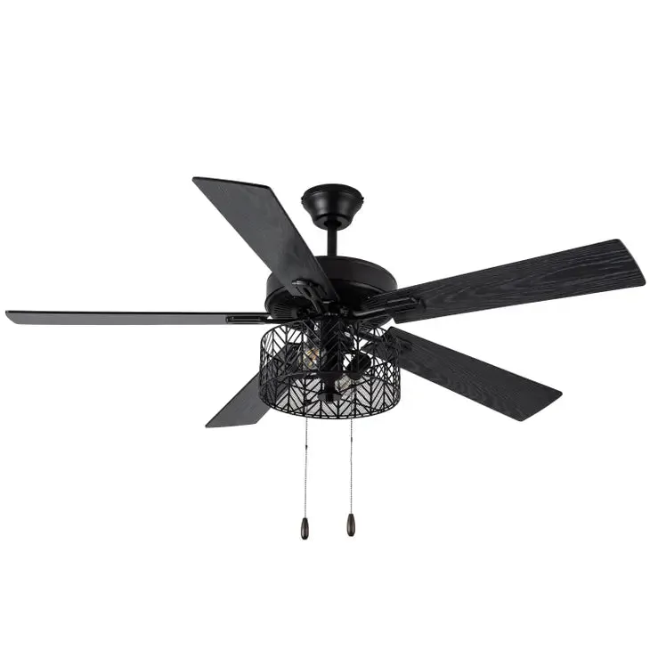 52"W Debra Ceiling Fan with Light Kit - Black