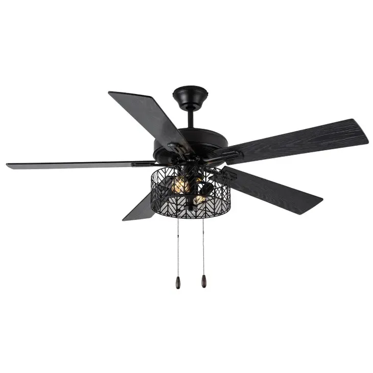 52"W Debra Ceiling Fan with Light Kit - Black