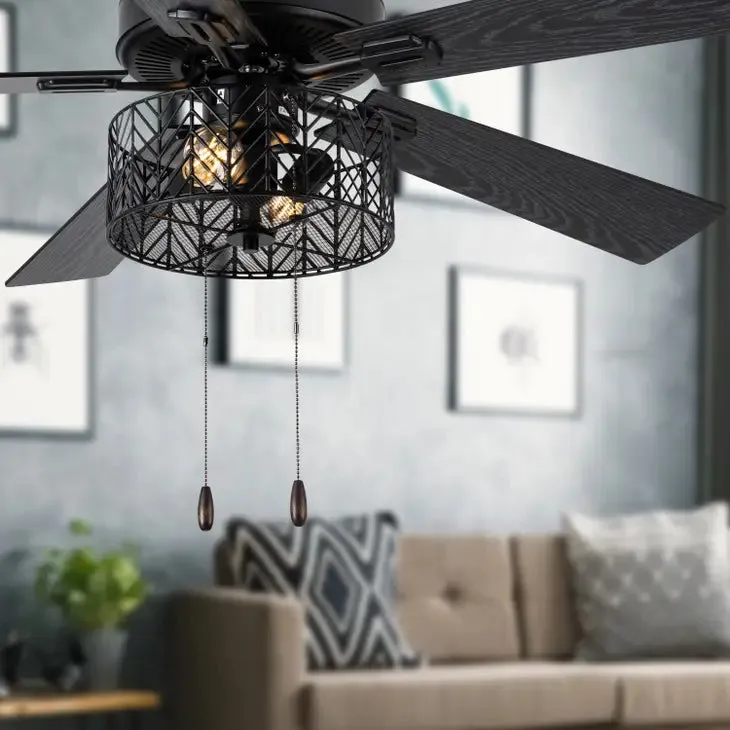 52"W Debra Ceiling Fan with Light Kit - Black