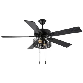 52"W Debra Ceiling Fan with Light Kit - Black