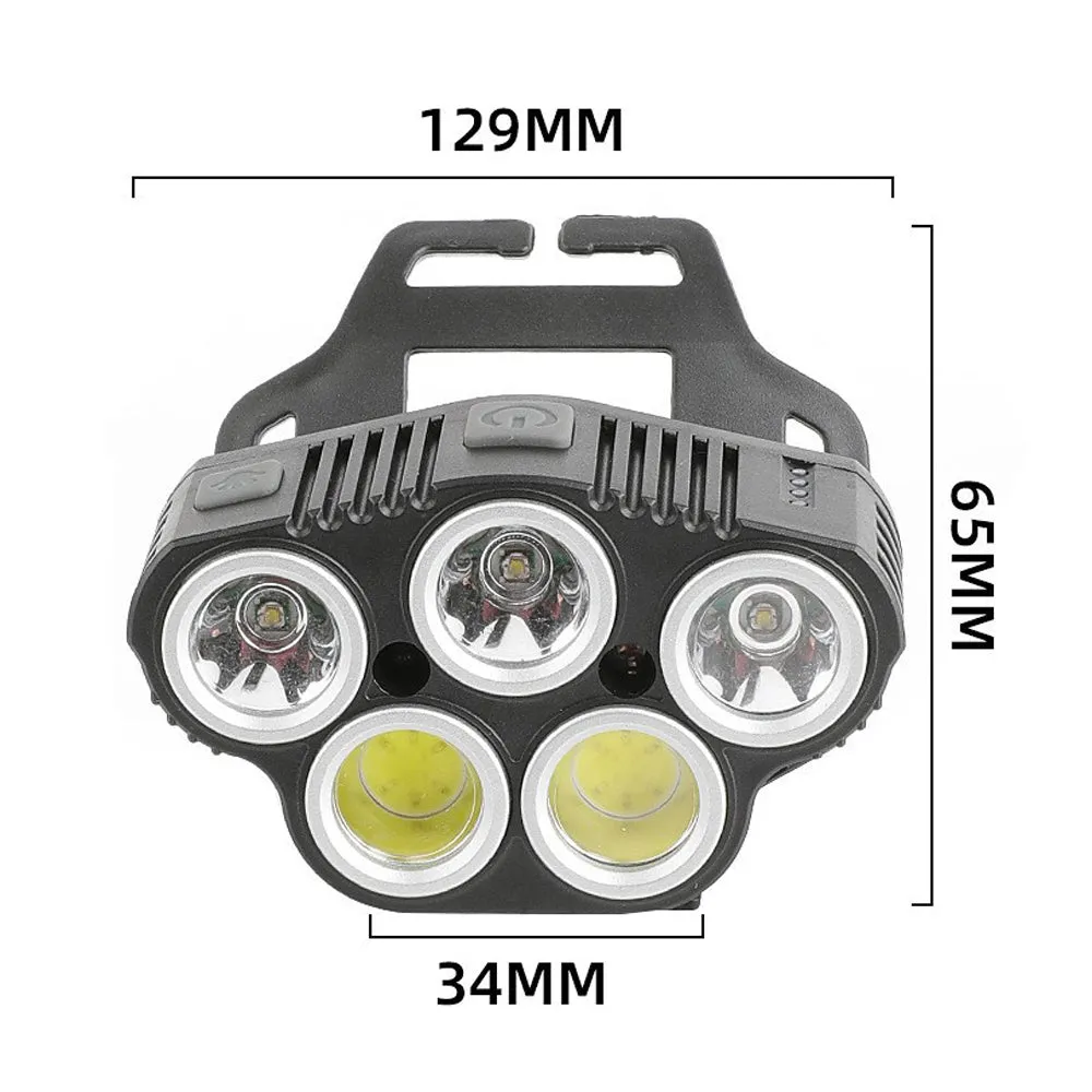 6 Modes LED Head Torch - USB Rechargeable, Waterproof, 350 Lumens