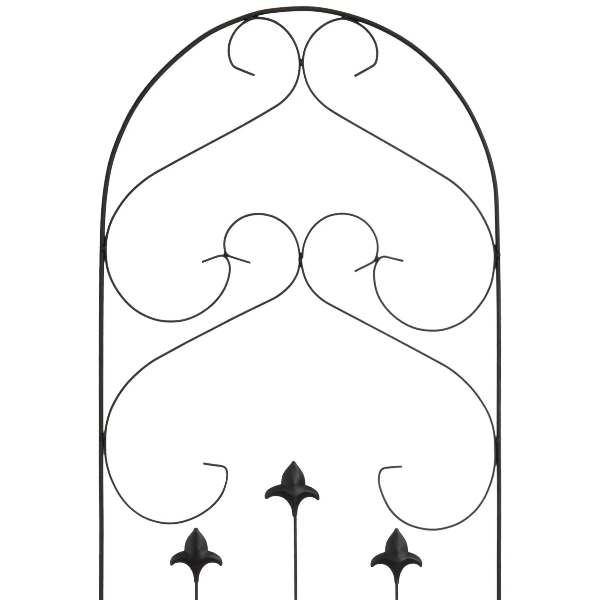 60x18in Iron Arched Garden Trellis Decor Accent w/ Scroll Lattice - Black