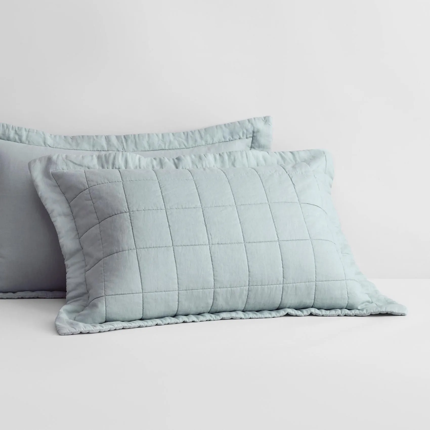 Abbotson Mint Frost Linen Quilted PILLOWSHAM by Sheridan