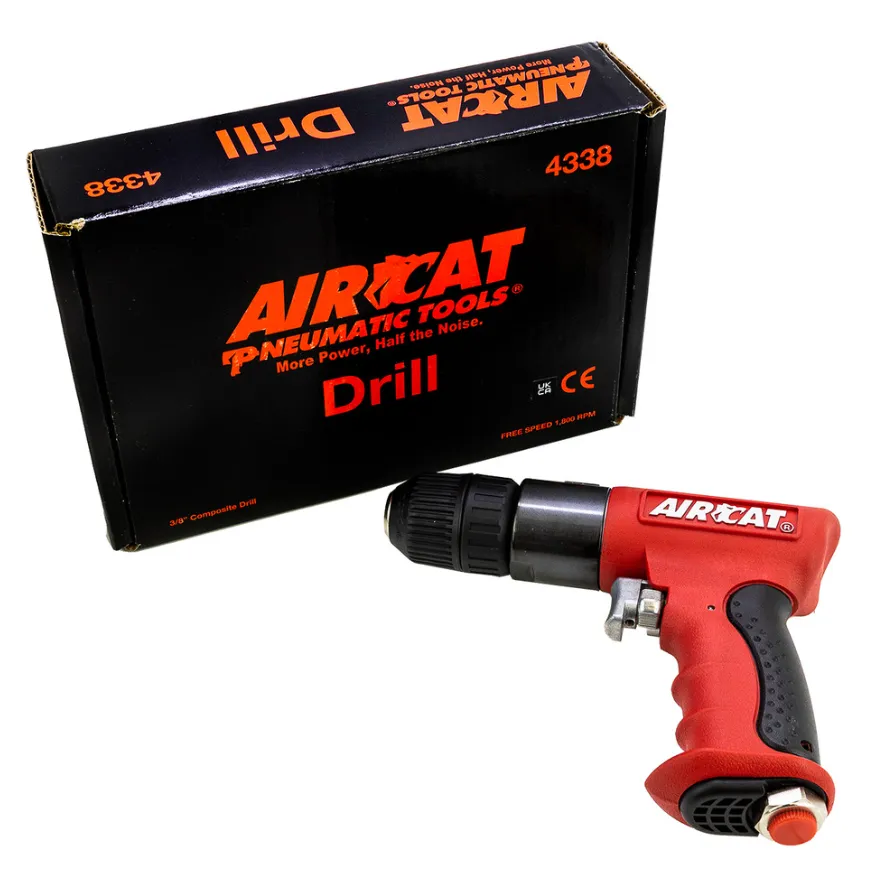 AirCat 4338 - 3/8" Red Composite Reversible Power Drill With Jacobs Chuck