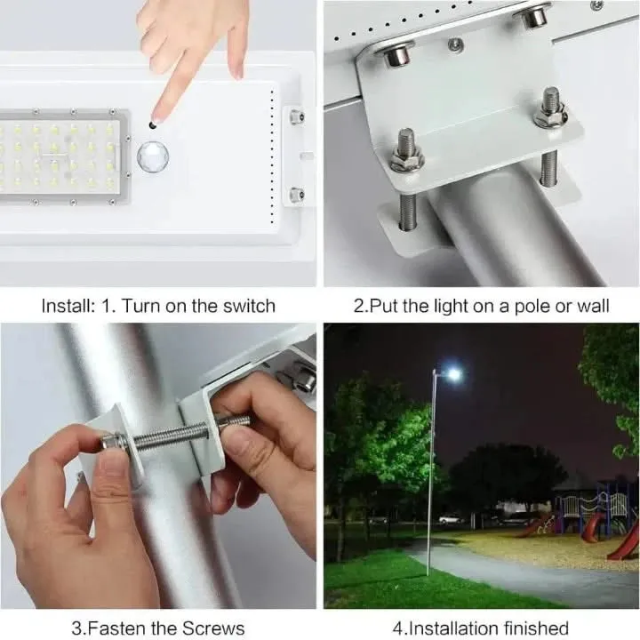 All in One Solar Street Light Waterproof Integrated Wall Lamp for Home, Garden, Outdoor (80W, Grey)