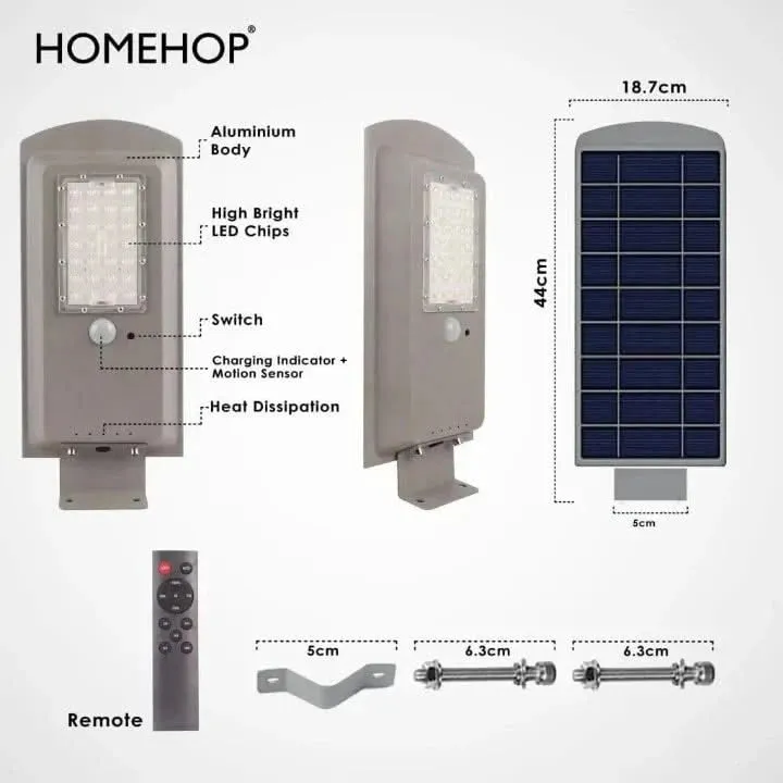 All in One Solar Street Light Waterproof Integrated Wall Lamp for Home, Garden, Outdoor (80W, Grey)