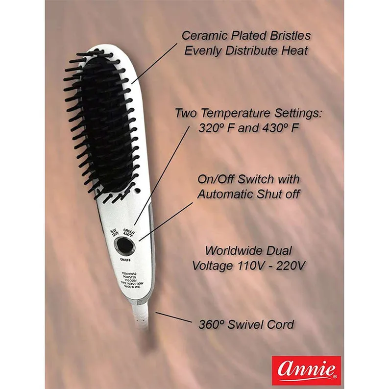 ANNIE HOT & HOTTER #05952 Mini Heated Straightening Brush [WHITE]