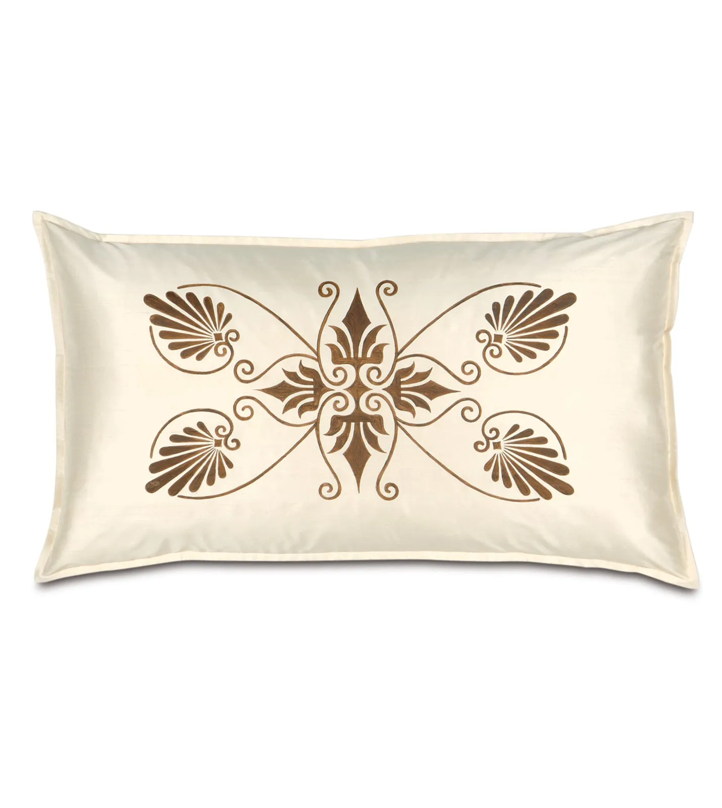 Anthemion Hand-Painted Ivory Silk King Sham 21x37