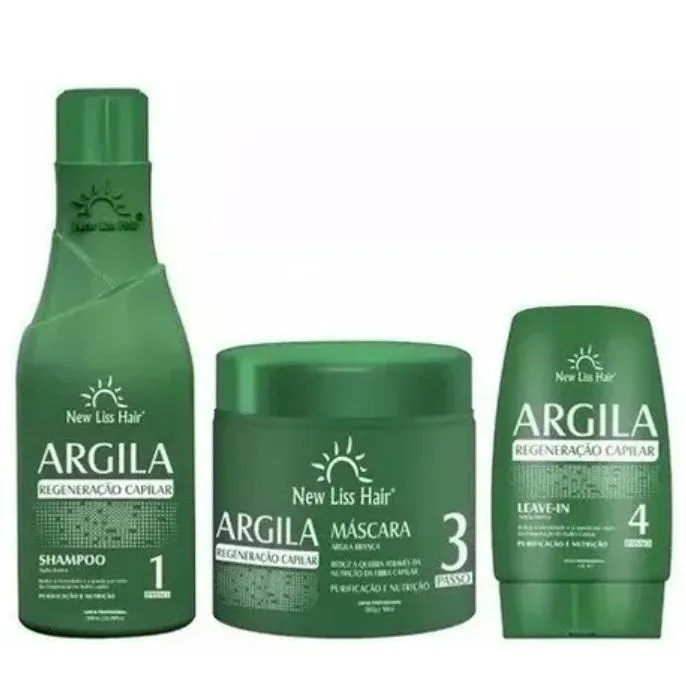 Argila Hair Regeneration Cauterization Nutrition Clay Kit 3 Itens - New Liss Hair