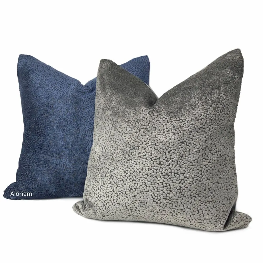 Ascott Pewter Gray Abstract Cut Velvet Dots Pillow Cover