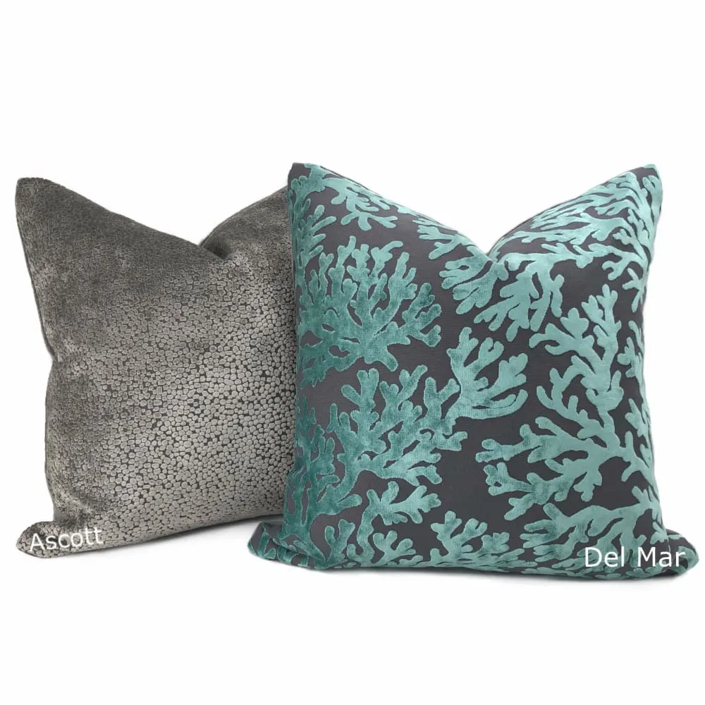 Ascott Pewter Gray Abstract Cut Velvet Dots Pillow Cover